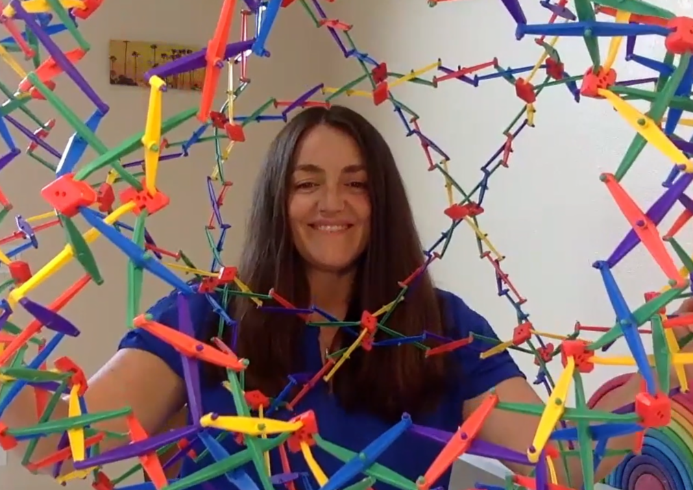 woman with toy